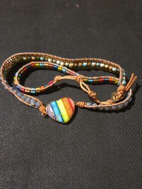 Chakara Heart Imperial Jasper, Crystal Wrap Bracelet